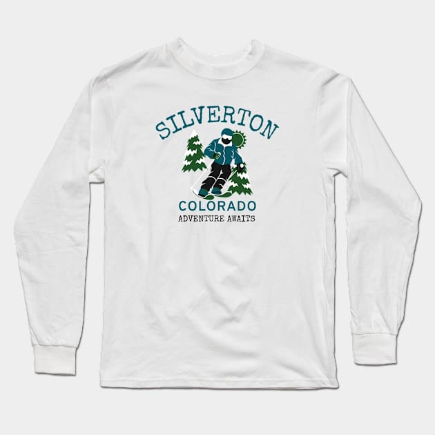 Silverton, Colorado Skiing Long Sleeve T-Shirt by Mountain Morning Graphics